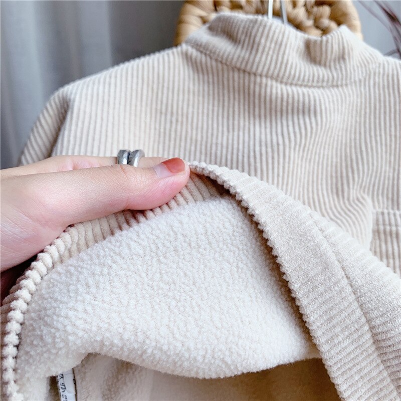 I bambini di Velluto A Coste T Camicette Nuovo Autunno Inverno I Vestiti Della Ragazza Manica Lunga Magliette E Camicette Maglione Peluche Addensare casuale Stile di Disegno Dei Ragazzi del Cotone