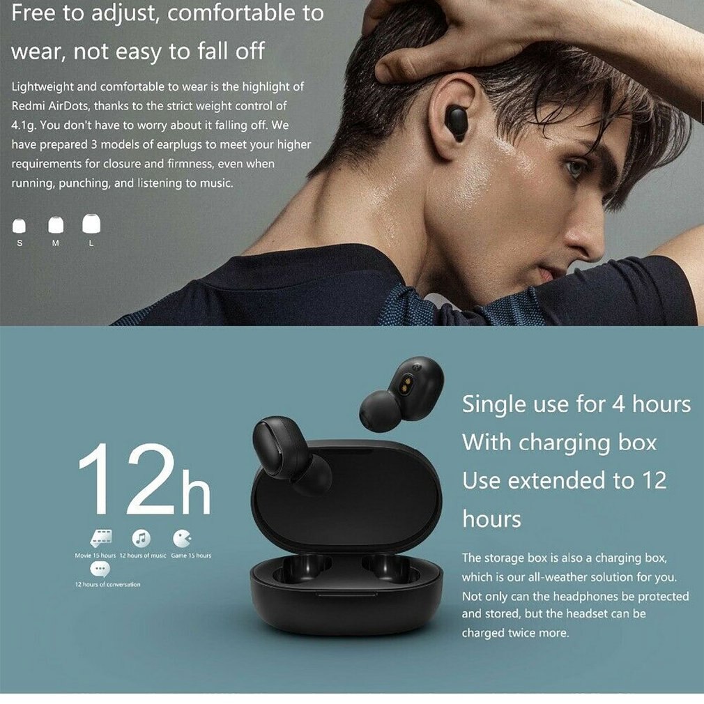 Original Xiaomi MI Redmi AirDots Drahtlose Bluetooth Kopfhörer TWS Echte Stereo Bluetooth 5,0 Mini Headset Mit Mic Ohrhörer