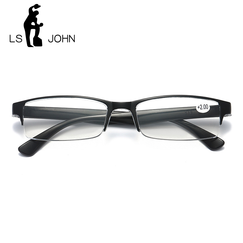 LS John Ultraleicht Halben Rahmen Lesebrille Frauen Männer Geschäft Anti Blau Strahl Computer Brillen Presbyopie + 1.0zu + 4,0 für Leser