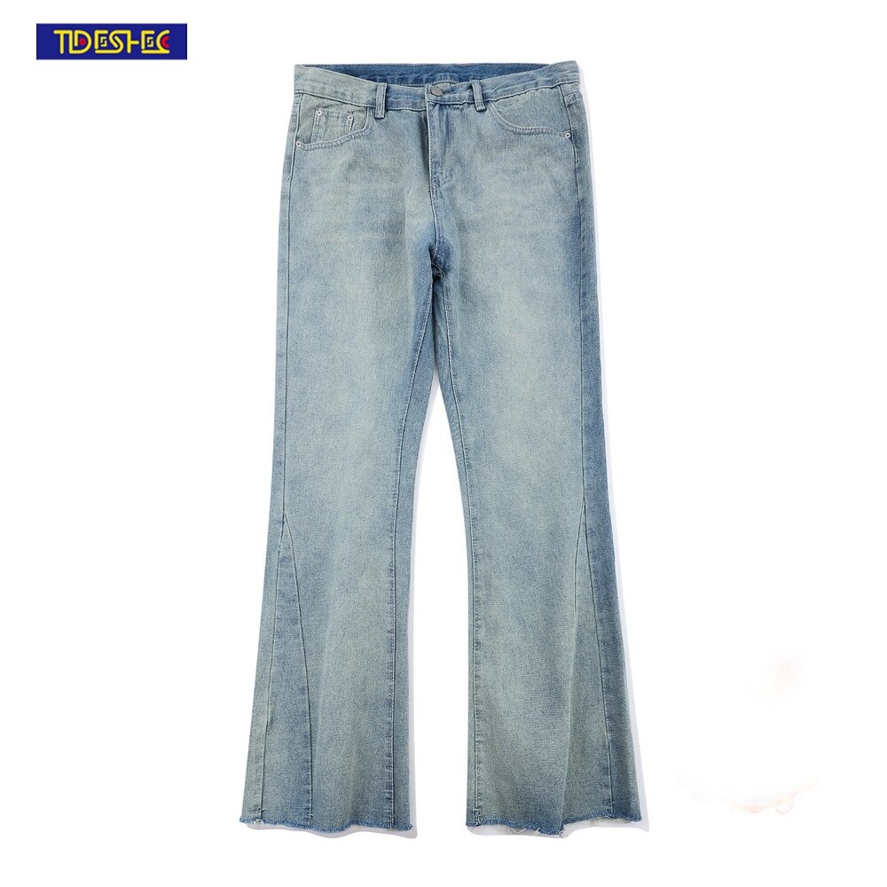 High Street Flared Denim Jeans Straight Mens Casual Trousers Harajuku Loose Oversized Couple Pants Men Bell Bottom Jeans