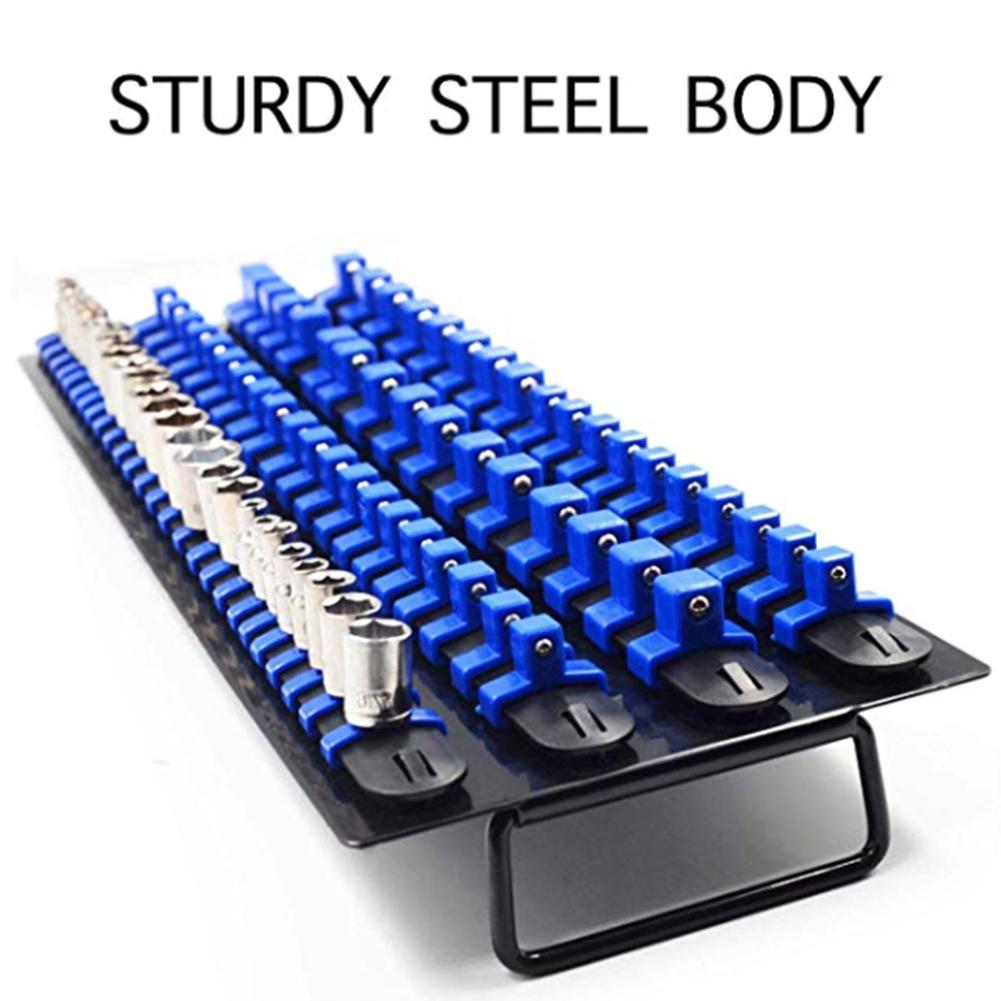 DURATECH 80-Piece Socket Organizer Tray Set | 1/4, 3/8, 1/2 Drive Socket Holder | Blue ABS Plastic Storage