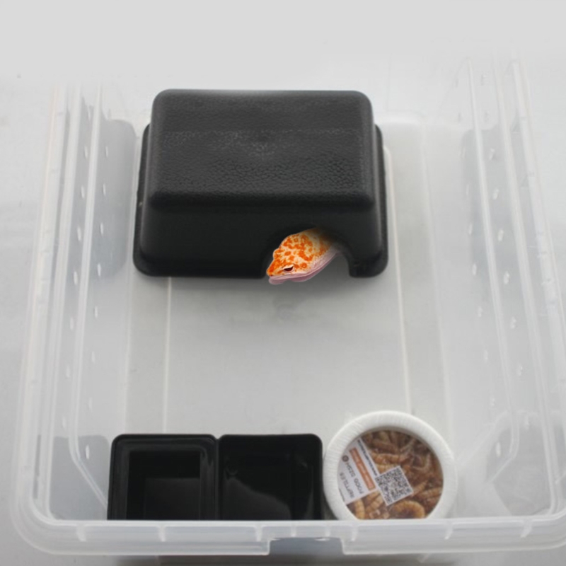 T84E Reptile Hide Box Hideout Caves Small Critter Cavern Safe Secure Small Animal Hide Plastic Easy to Clean Snake Hide Box