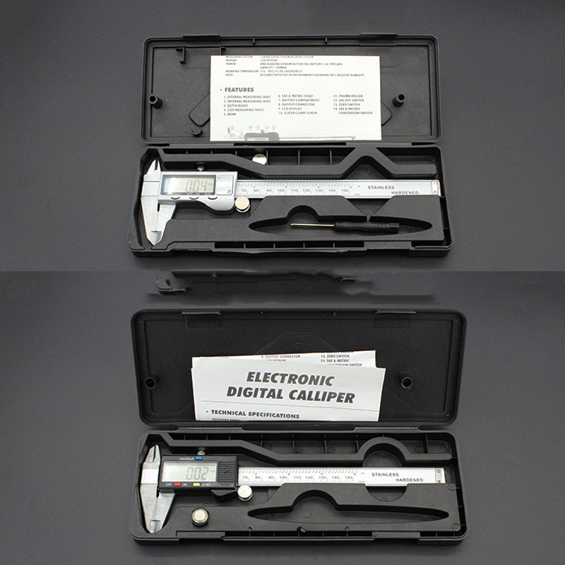 HKFZ Measuring Tool Stainless Steel Digital Caliper 6 "150mm Messschieber Paquimetro Measuring Instrument Vernier Calipers