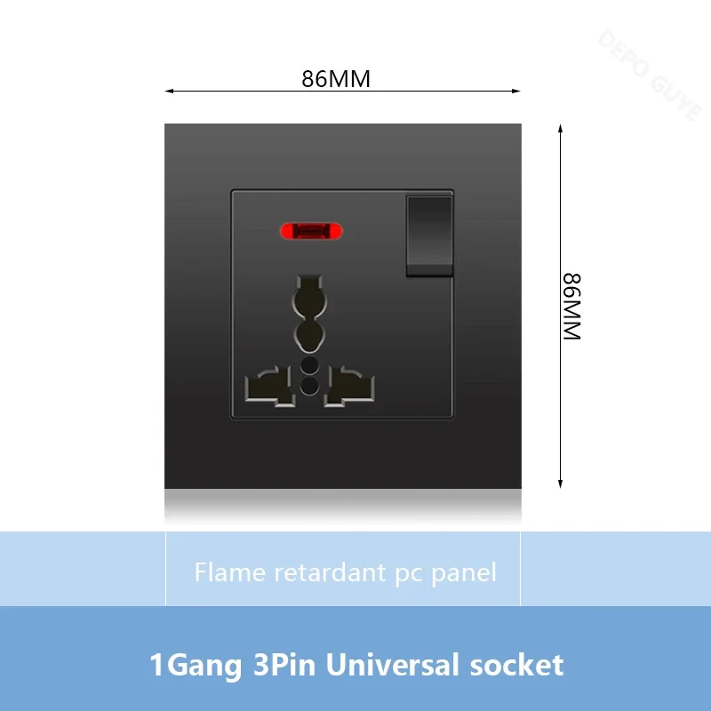 Universal 18W Type-C Plug Quick Charging Dual 3-pin Power Socket 220V,Wall electrical Socket with DC 5V 3.1A Type-c USB Charger