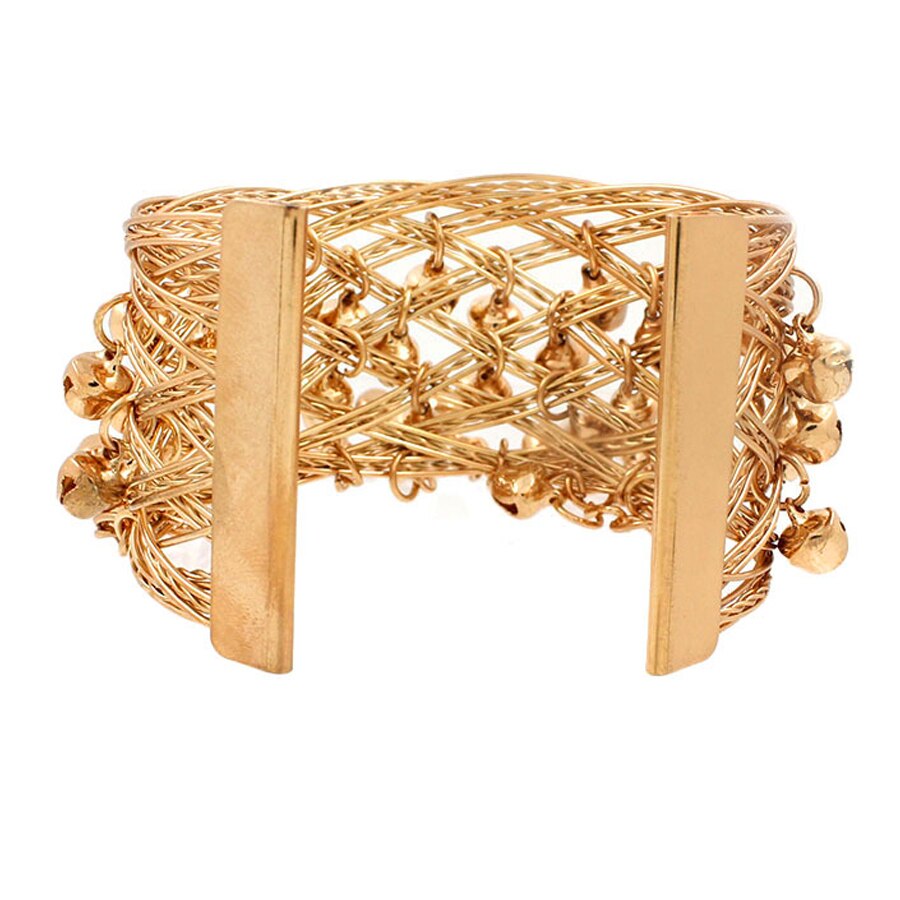 Bracciale Rigido Etnico - Diametro Interno Regolabile 7cm - Motivo Pianta - Placcato Oro/Argento/Bronzo