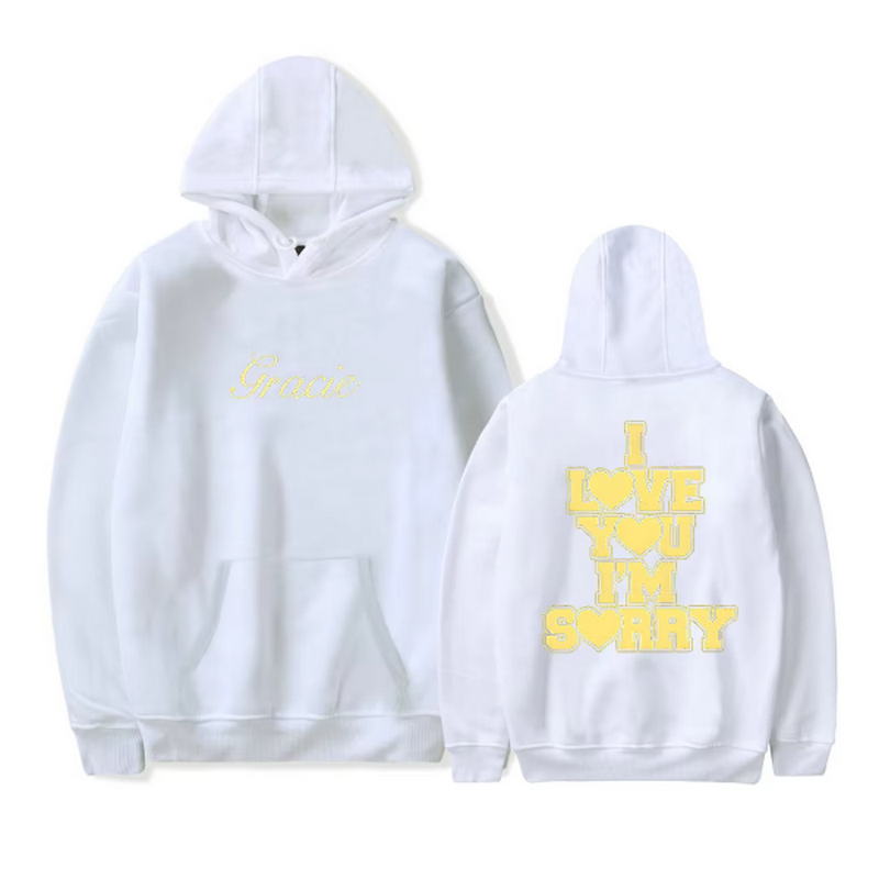 Gracie Abrams I Love You I'm Sorry Hoodie Sweatshirt Unisex Long Sleeve Pullover Clothes hoodies promo sweatshirt: XXL / WHITE