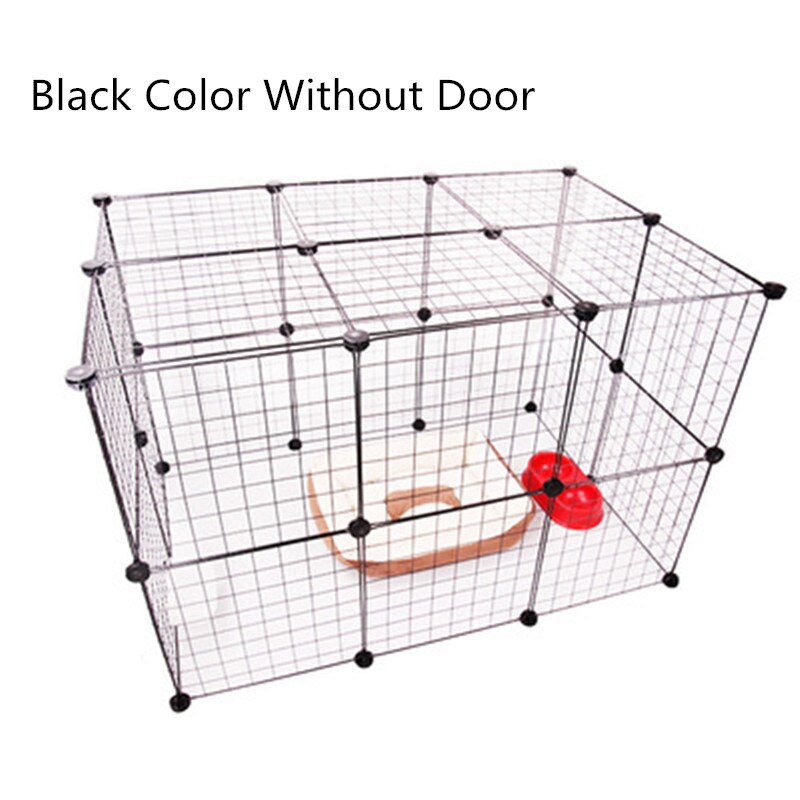 Clôture en fer pour animaux domestiques, chenil pliable pour chiot, exercice à la maison, porte de sécurité, fournitures pour chiens, caisse pour chat, lapin, Cage cochon d&#39;inde: Black without door / 8 pieces