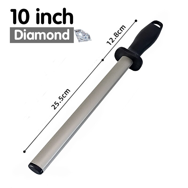 Diamond sharpening rod Tungsten steel carbon Knife kitchen Slaughterhouse butcher Ceramic Household honing steel knife sharpener: dmd 10 inch