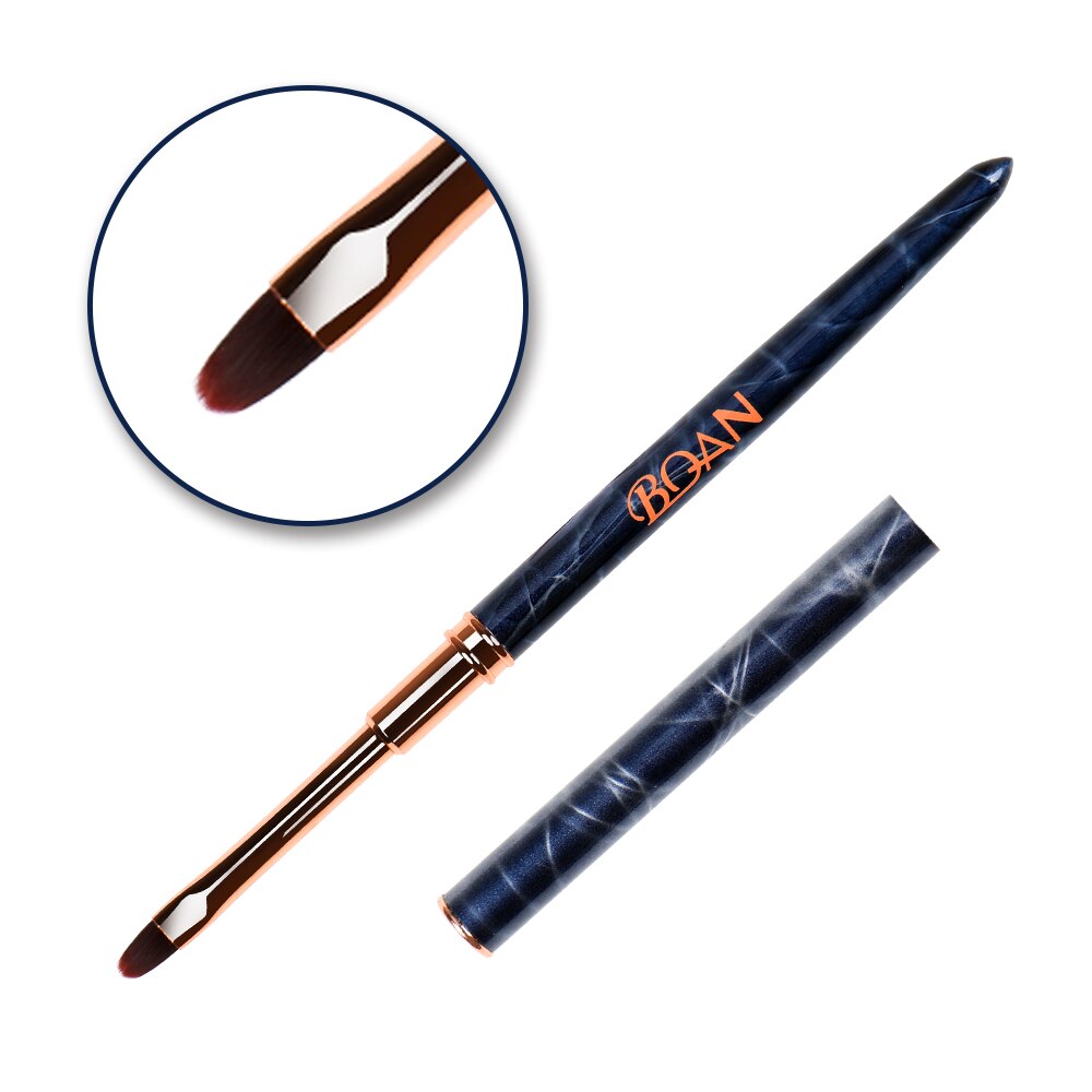 ANGNYA-pincel de mármol negro para uñas, cepillo de Gel UV para manicura, pluma de extensión de Gel acrílico, cepillo de dibujo y esmalte de uñas, 1 ud.: oval