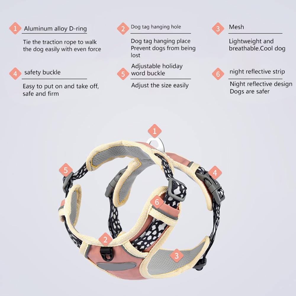 Small Medium Pet Dogs Vest Polyester Harness Leash Reflective Safe Walking Vest Basic Leashes Padded Plaid All Seasons