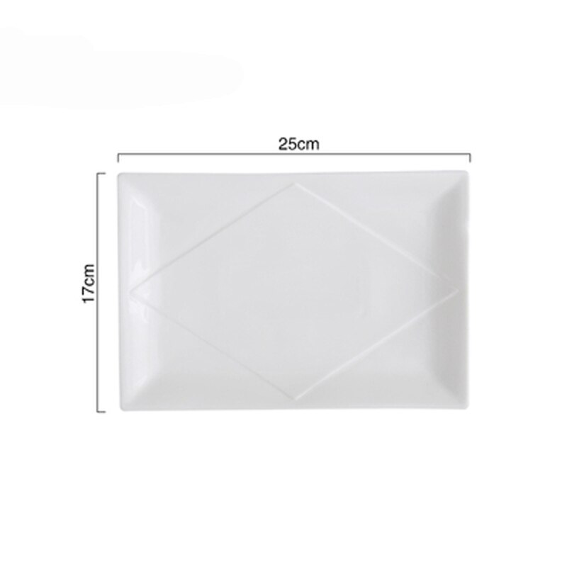 Pure White Ceramic Rectangular Flat Plate Sushi Plate Western Food Plate Dinner Plate Fish Plate Japanese Pastry Plate Household: A