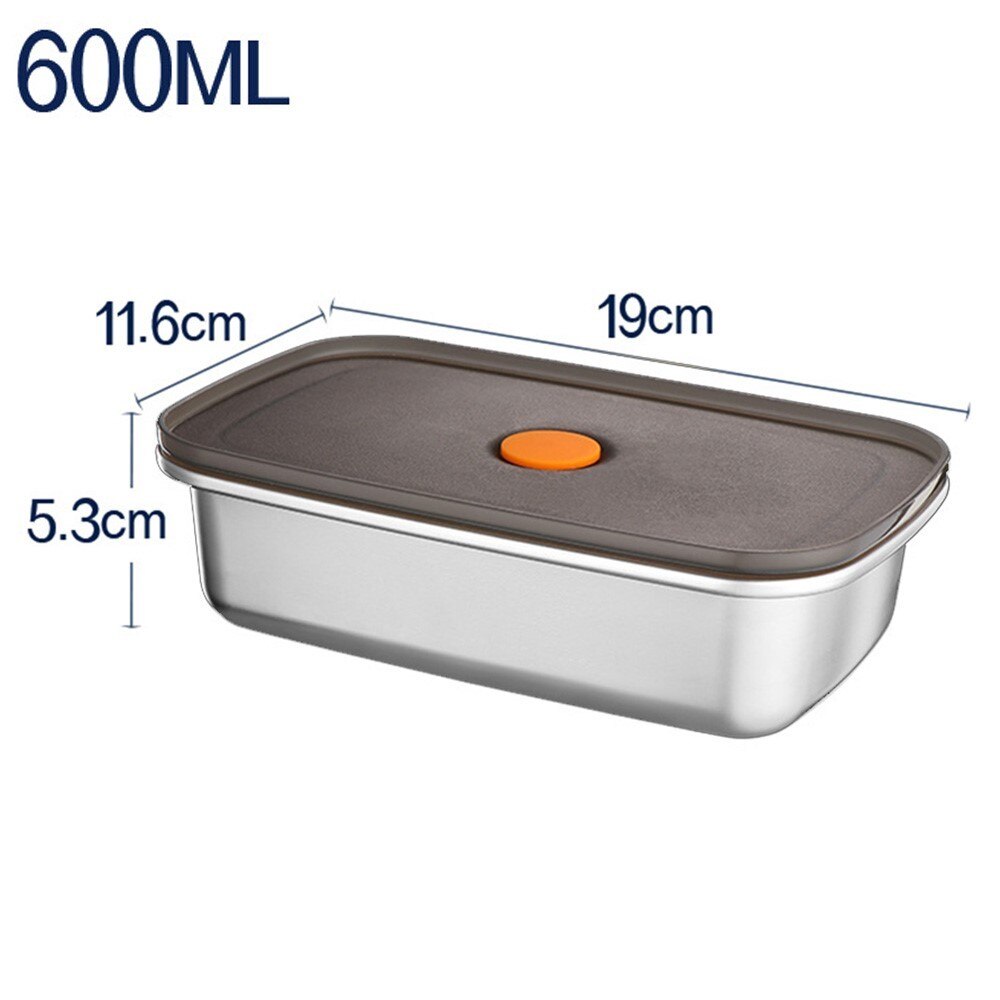 Stainless Steel Lunch Box Food Storage Box Portable Picnic Camping Outdoor Food Crisper Food Storage Container: 600ML