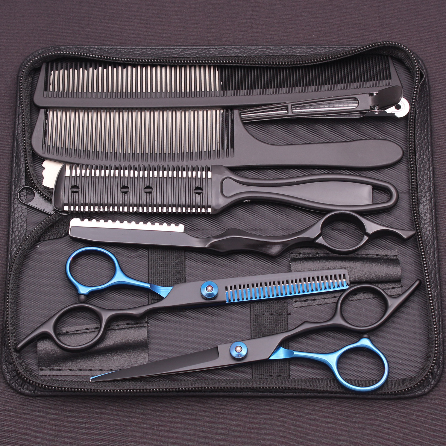 6.0 ''Haar Schaar Roestvrij Knippen Schaar Dunner Kappers Kapsel Kam Scheermessen Set Salon Kapper & Thuis C1001: WHITE