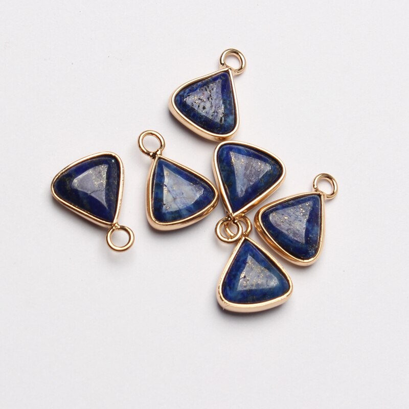 Natural Stone Charms Mini Triangle Birthstone Pendant Charms 11*15mm 2pcs/lot For DIY Jewelry Making Accessories: blue