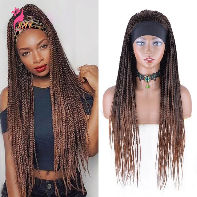 Long Straight Synthetic Box Braided Braids Wigs 26'' Synthetic Twist Braids Wigs For Afro Black Women: Headband 1B-30