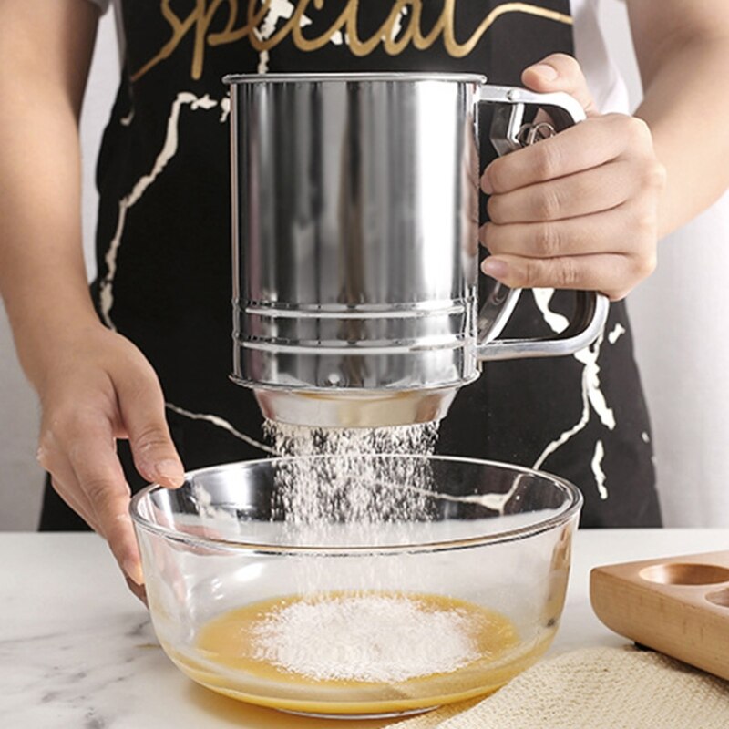 ZK20 Stainless Steel Sieve Cup Powder Sieve Mesh Kitchen Gadget For Cakes Hand-Screened Sugar Mesh Sieve Baking Sieve Strainer
