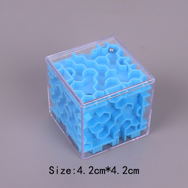 Speelgoed Voor Tieners 3D Doolhof Magische Kubus Puzzel Transparante Zeskantige Speed Cube Rollende Bal Game Cubos Doolhof Kinderen educatief: Blue 4.2CM