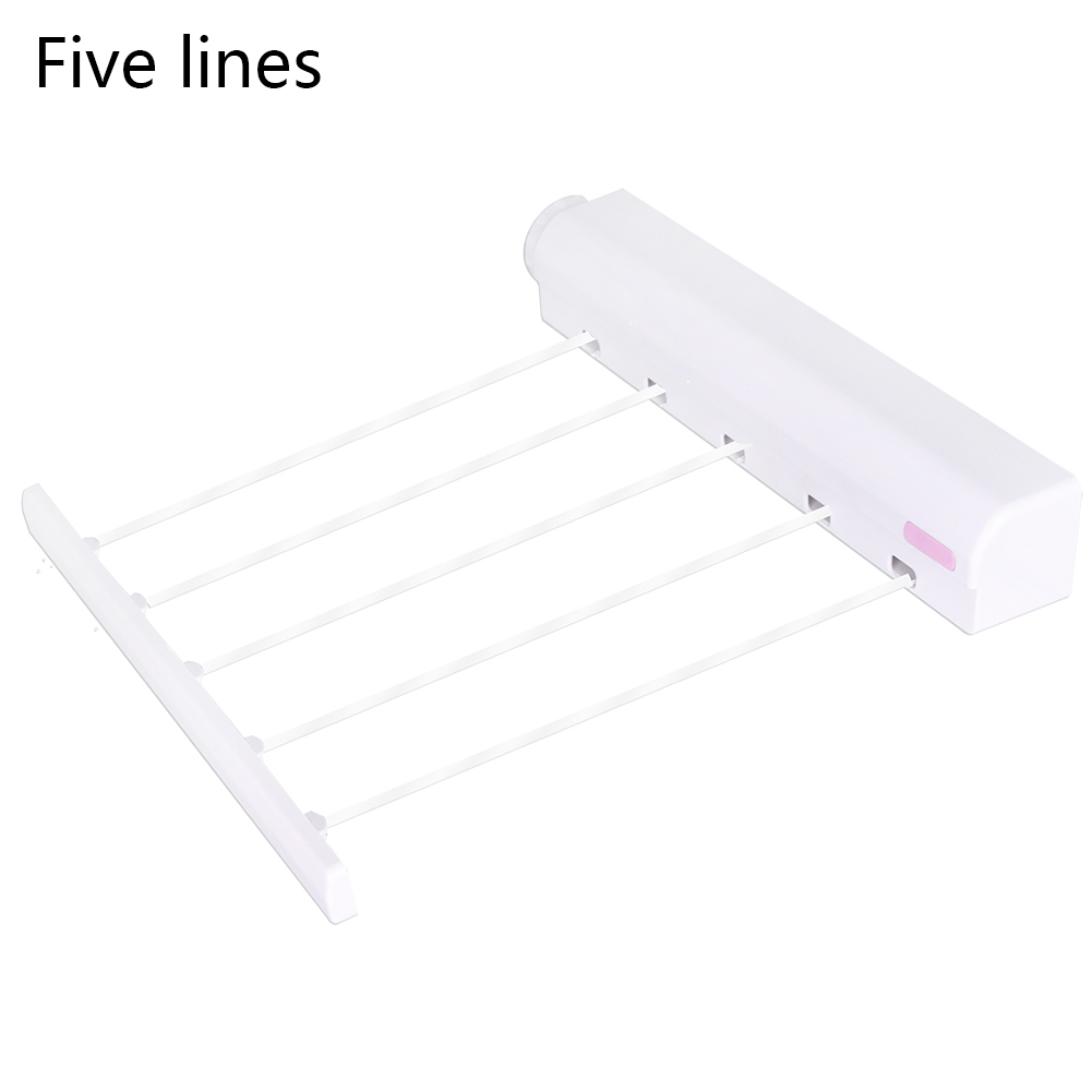 Perchero de ropa para interior retráctil de nailon colgador de pared secador mágico estante de secado cuerda para tendedero colgador de ropa para Baño: 5 lines