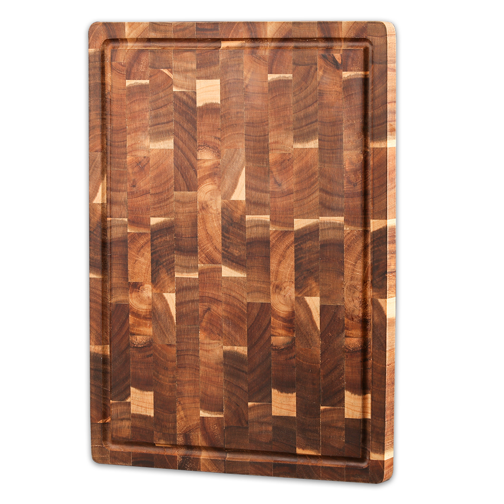 Tabla de cortar grande, uso de tabla de cortar de madera de Acacia Premium, drenaje de agua y herramientas de cocina a prueba de humedad, para carne, queso: Default Title