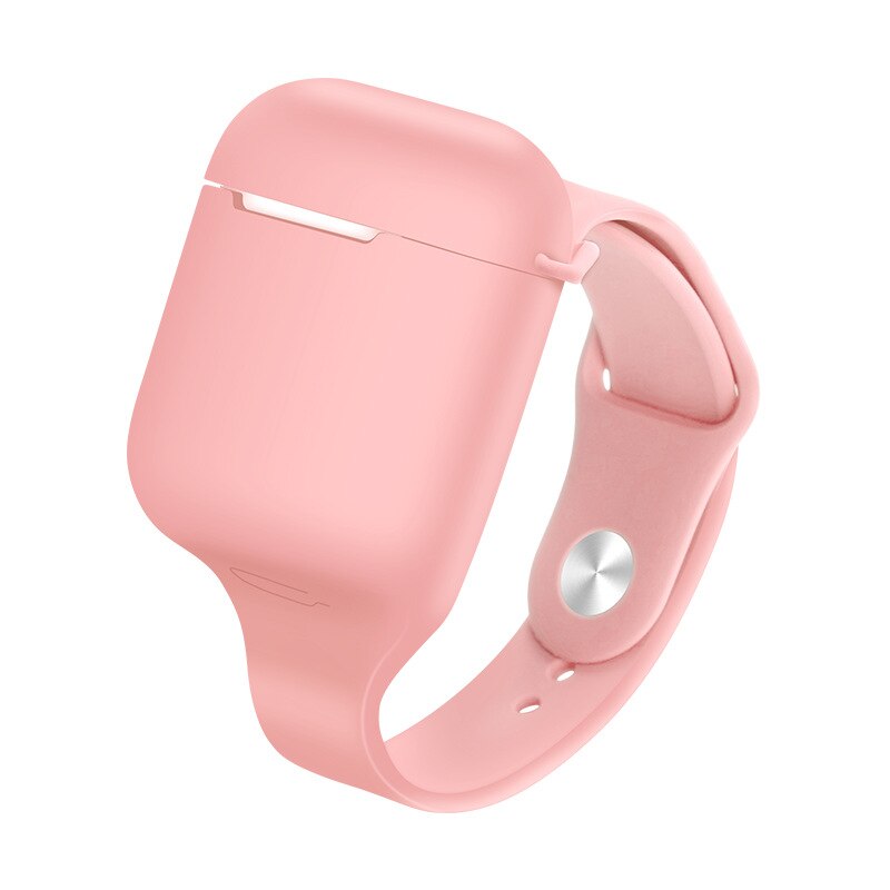 Esportes caso de silicone para airpods 2 caso faixa de pulso earpods casos para airpod ar vagens 1 capa coque macio portátil pulseiras luxo: Pink