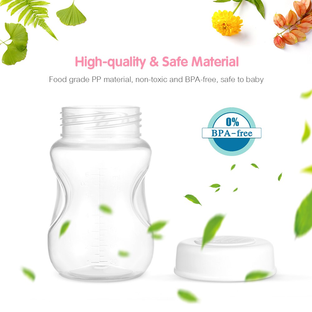 6/8PCS Breastmilk Bottles with Leakproof Lid Wide Neck 180ml/ 6.1oz Non-slip Breast Milk Storage Bottle for Home Work Travel