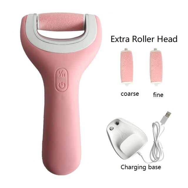 100-240V USB Rechargeable Electric Pedicure Tools Foot Care Tool Foot Callus Remover Velvet Smooth Machine For Foot Heel Skin: luxury pink