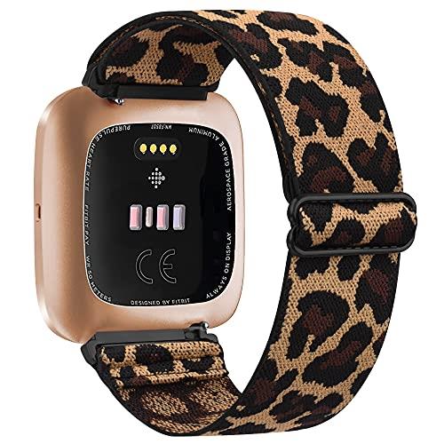 Nylon Elastische Band Voor Fitbit Versa 3 2 Band Verstelbare Ademend Horlogeband Sport Armband Band Voor Fitbit Versa 2 3 band: Leopard / For Fitbit Versa 2