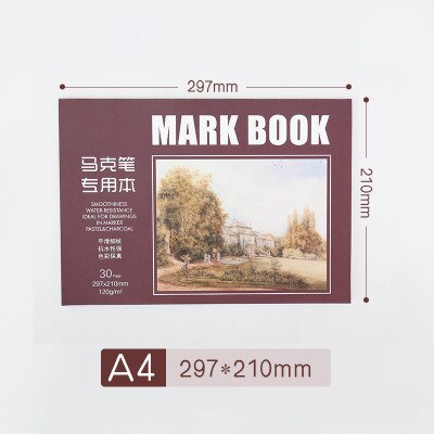 A3/A4 Mark Pen Paper With Hand-Painted Paper Coil / Tearable 30 Sheets Sketch Painting Book Paper School Stationery: A4