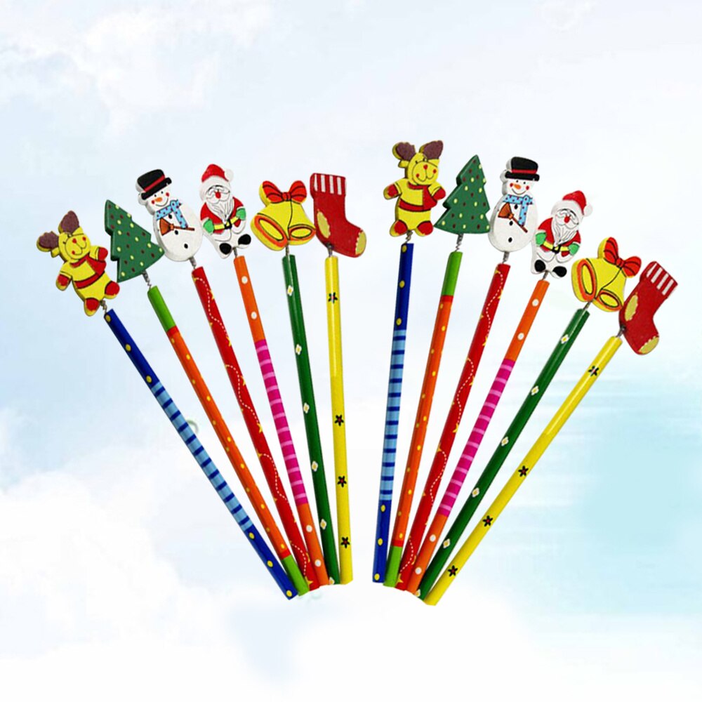 12 Stuks Potloden Mooie Cartoon Kerst Potlood Schoolbenodigdheden Voor Kinderen Kids