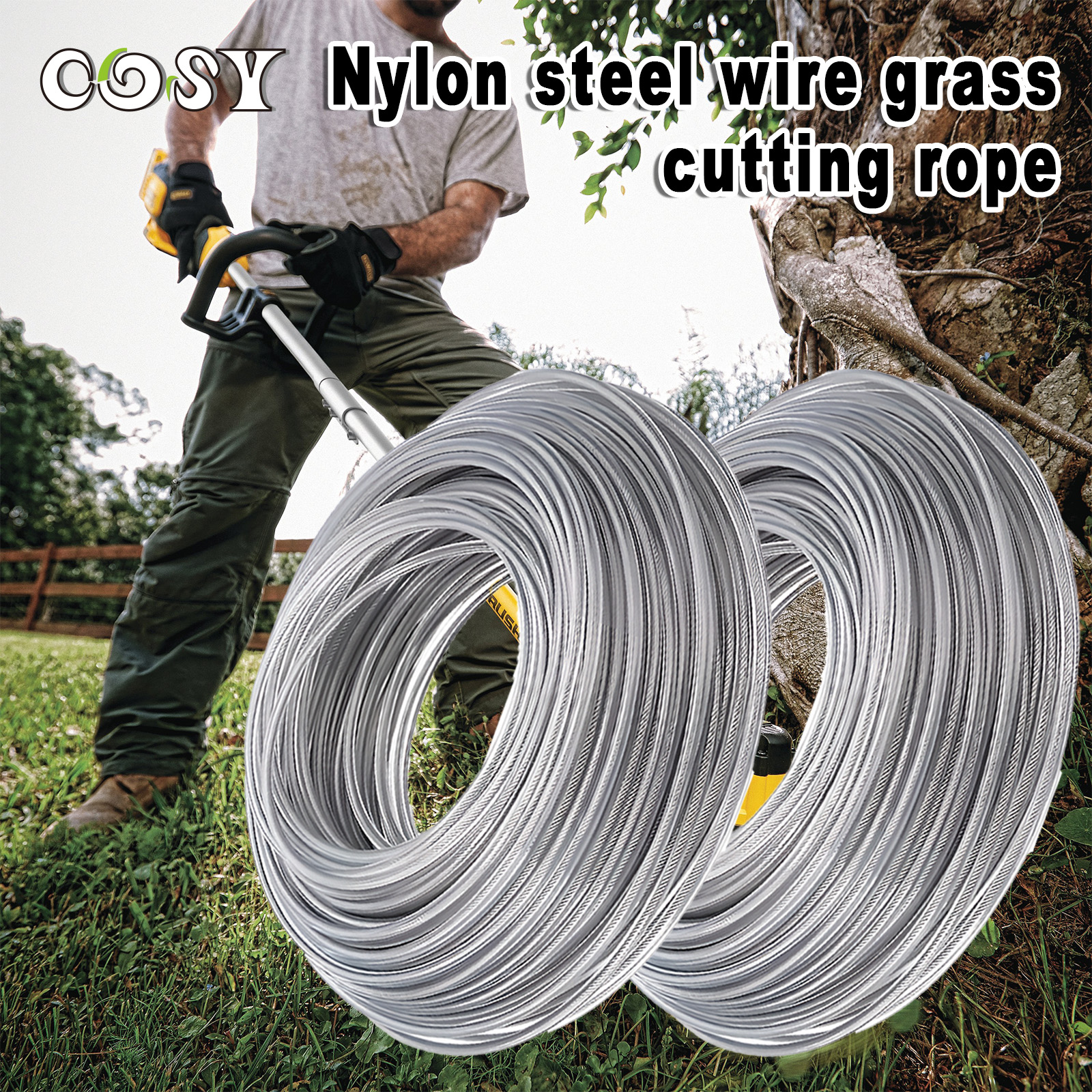5 m/10 m/15 m * 2.4mm/2.7mm/3mm/4mm Grastrimmer Lijn Nylon Draad Bosmaaier Touw Staal Grastrimmer Lijn Grasmaaier Vervanging
