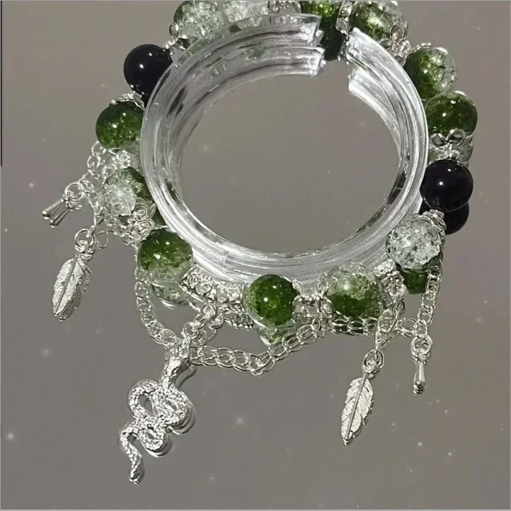 Pulsera de cuentas con colgante de mariposa y flores de cristal rosa coreano para mujer, pulseras de cadena de cuentas dulces, de joyería para novia: Bañado en rodio de imitación