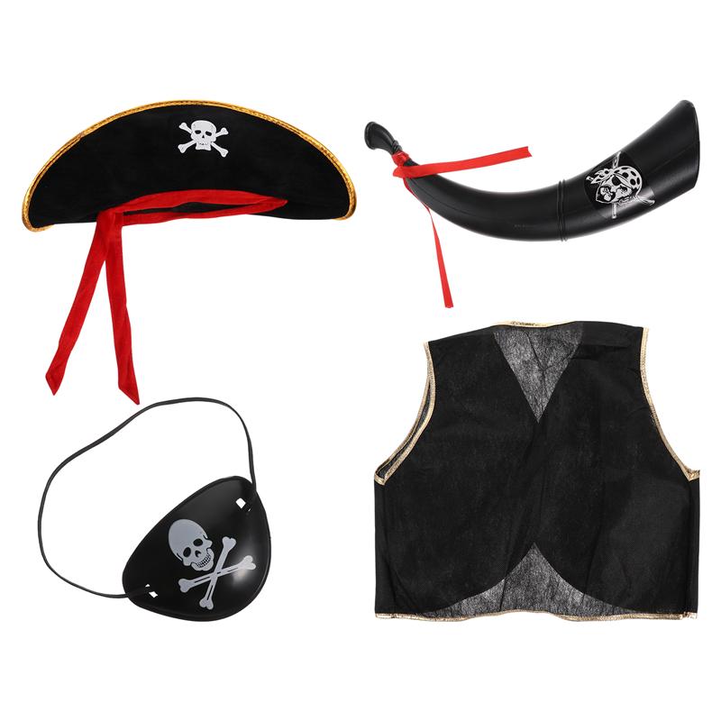 1 set van /4 stuks piratenkostuum rekwisieten, speelgoed voor fantasiespel, verkleedpartij, cosplay, piratenvoorstelling rekwisieten