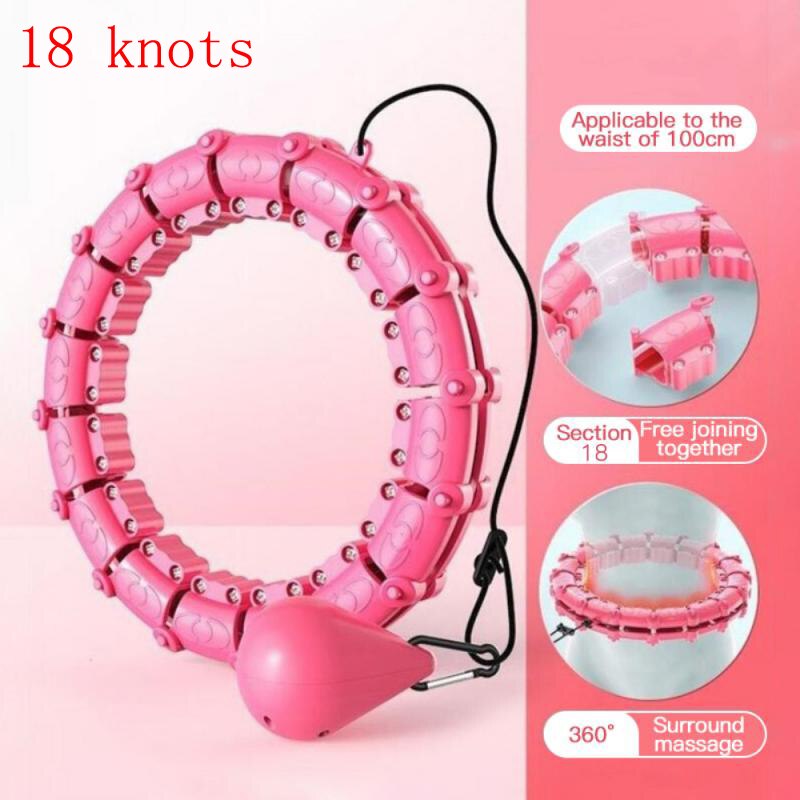 Yoga Smart Sport Hoops Fitness Einstellbar Smart Sport Kreis Die Dünne Taille Übung Ausrüstung 24 Abnehmbare Knoten Massage: Black