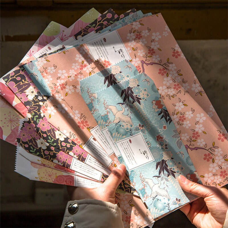 Japanese Style 24pcs Letter Paper 12pcs Envelope Set Drawing Party Greeting Card School Scrapbooking Vintage Envelope