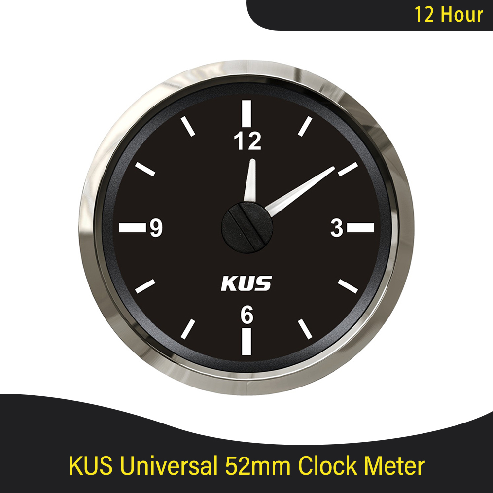 KUS 2 "Auto Marine Boot Klok Meter Klok Gauge 12-Uur Met Backlight: Black