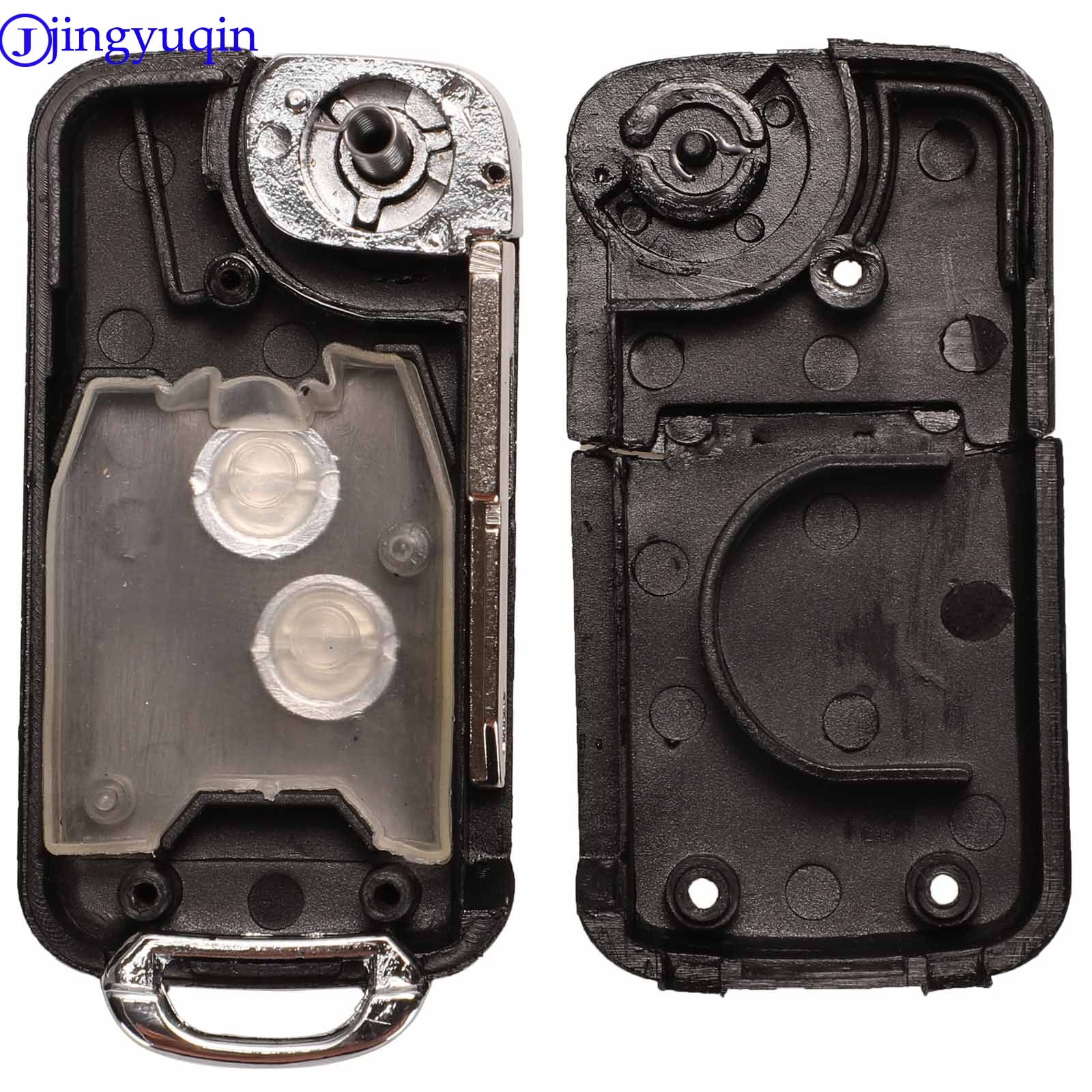 Jingyuqin 2 knappar modifierad flip bil nyckelfodral tom skal för citroen  c1 c2 c3 xsara picasso för peugeot 206 306 307 406