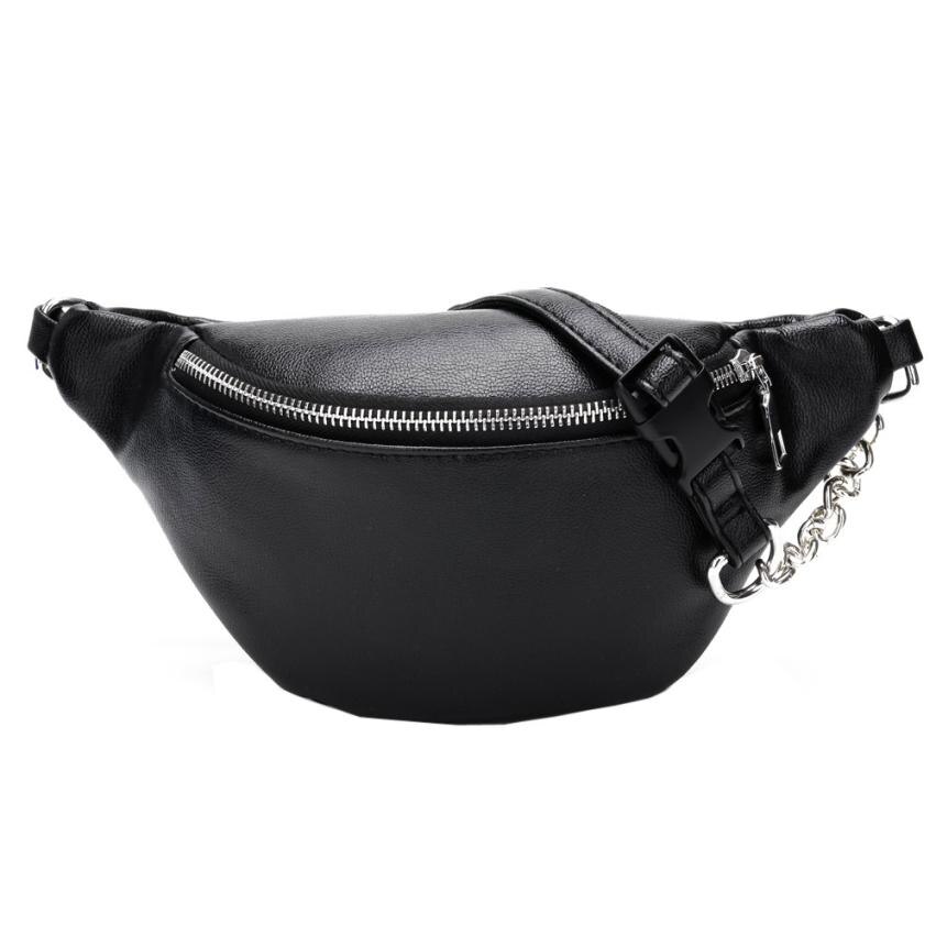 Waist bag crossbody bags for women Fabre Women Leather Messenger Shoulder Bag Chest Bag A0716#30: Black