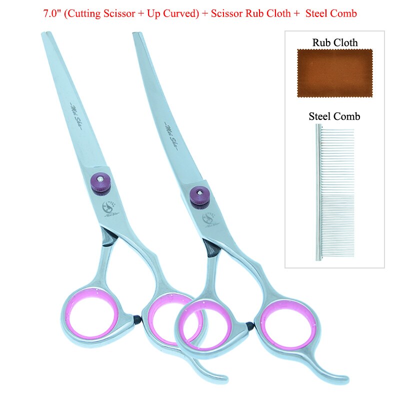 7.0" Stainless Steel Dogs Grooming Scissors Straight Scissor Thinning Shears Up Curved Tesoura Pets Clipper B0007A: B0007A-10-70