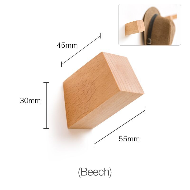 1 stk massivt træ håndklæde knage væg dekorative kroge håndklædeholder single organizer bøjler multifunktionelle kroge: H05