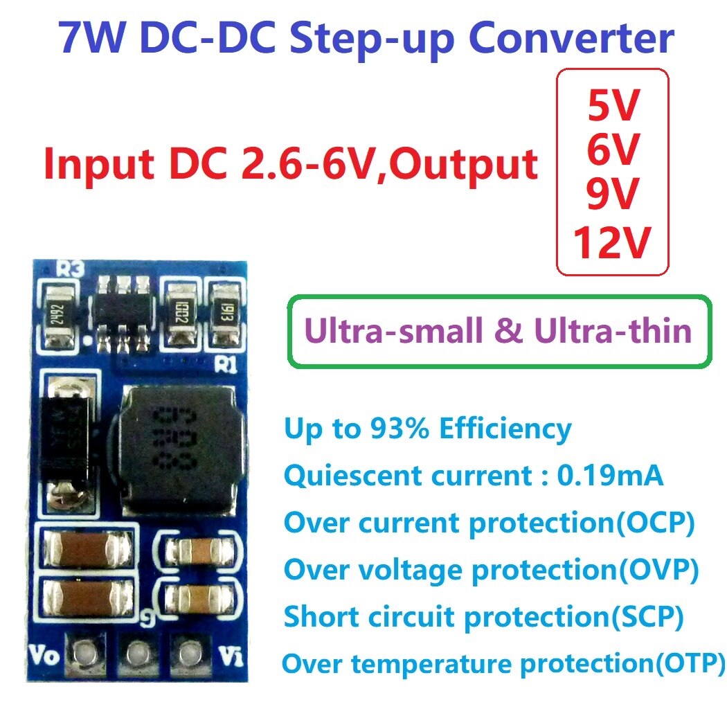 7W Mini Dc Dc Boost Converter 2.6-5.5V 5V 6V 9V 12V led Motor Regulator Module