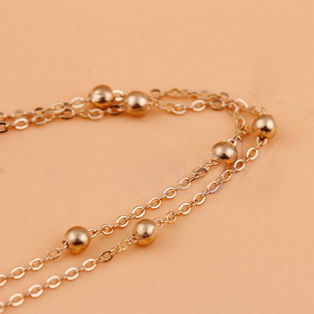 Vrouwen Enkel Armbanden Girl Lady Enkelbandje Sieraden Double Layer Chain Link Kwastje Voet Armband Teen Enkelband Barefoot Strand