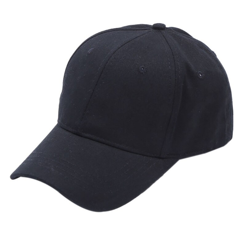 Ponytail Baseball Cap Women Men Solid Color Cotton Breathable Sunshade Sun Hat: Black