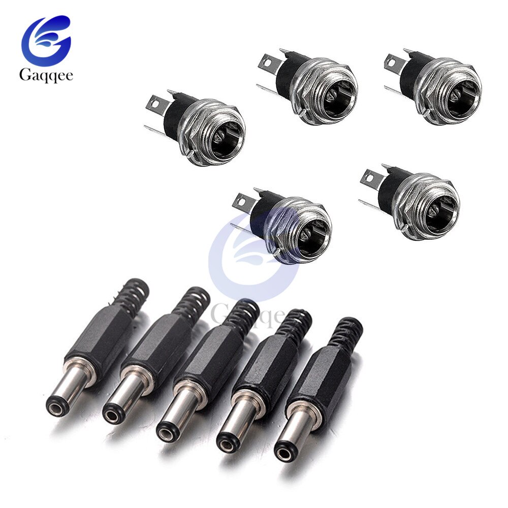 10Stck DC Energie Stecker Stift Buchse Stecker Buchse + Stecker Jack Tafel montieren-anschluss 5,5mm 2,1mm stecker Adapter 2 Terminal Arten