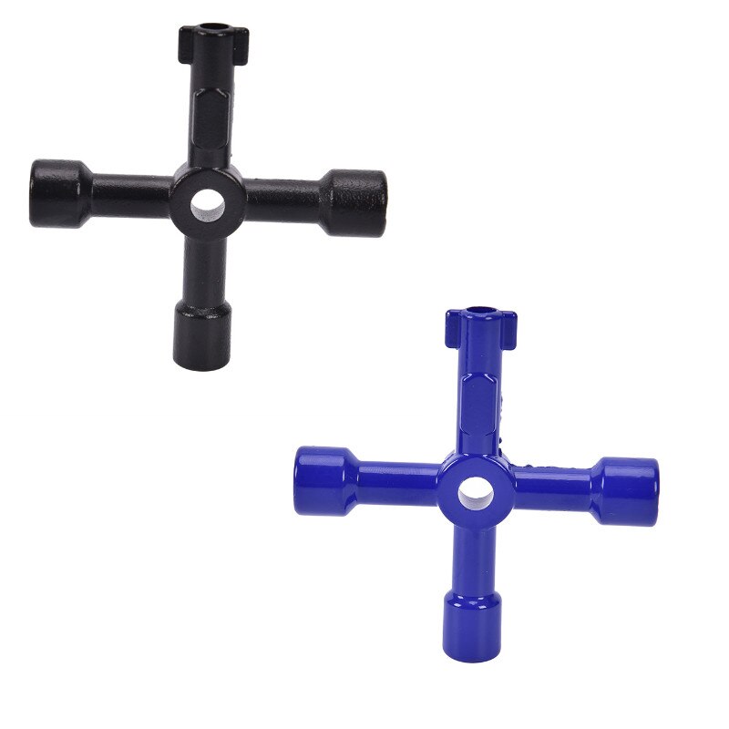 1Pcs 4 Way Utility Service Metal Key For Gas/Electric/Control Board/Panel Black Blue