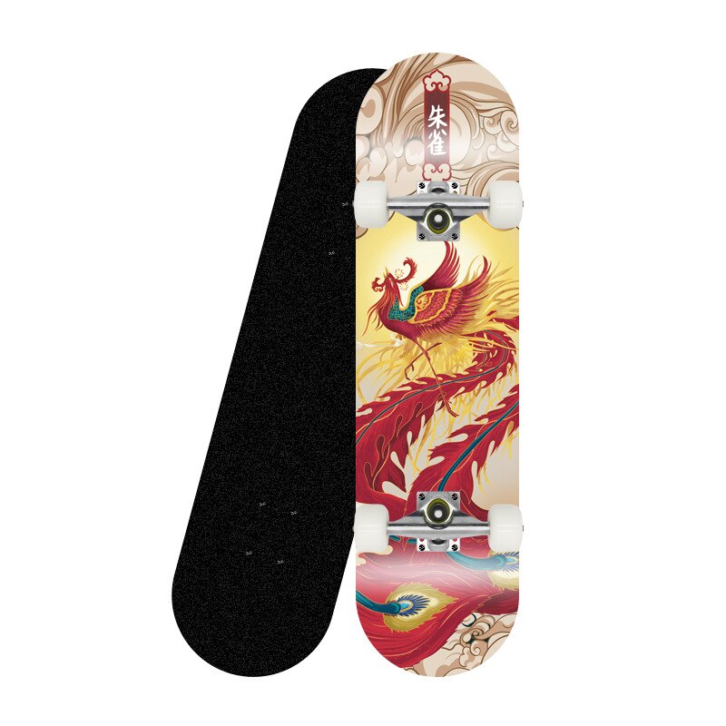 Skateboard Four-wheel Double Tilt Skateboard for Beginners Brushing Street Skateboard: Suzaku