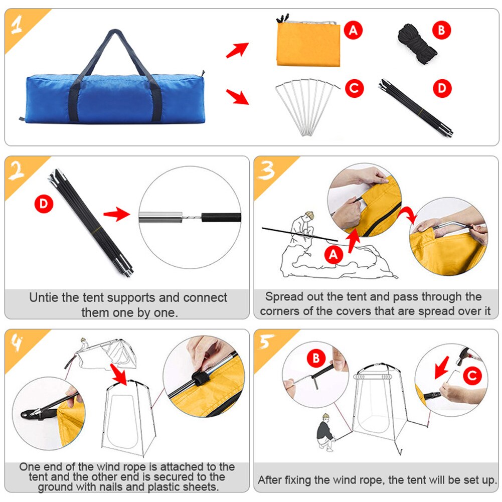 Outdoor Camping Tent Portable Shower Bath Tents Changing Fitting Room Rainproof Shelter Beach Mountain Toilet