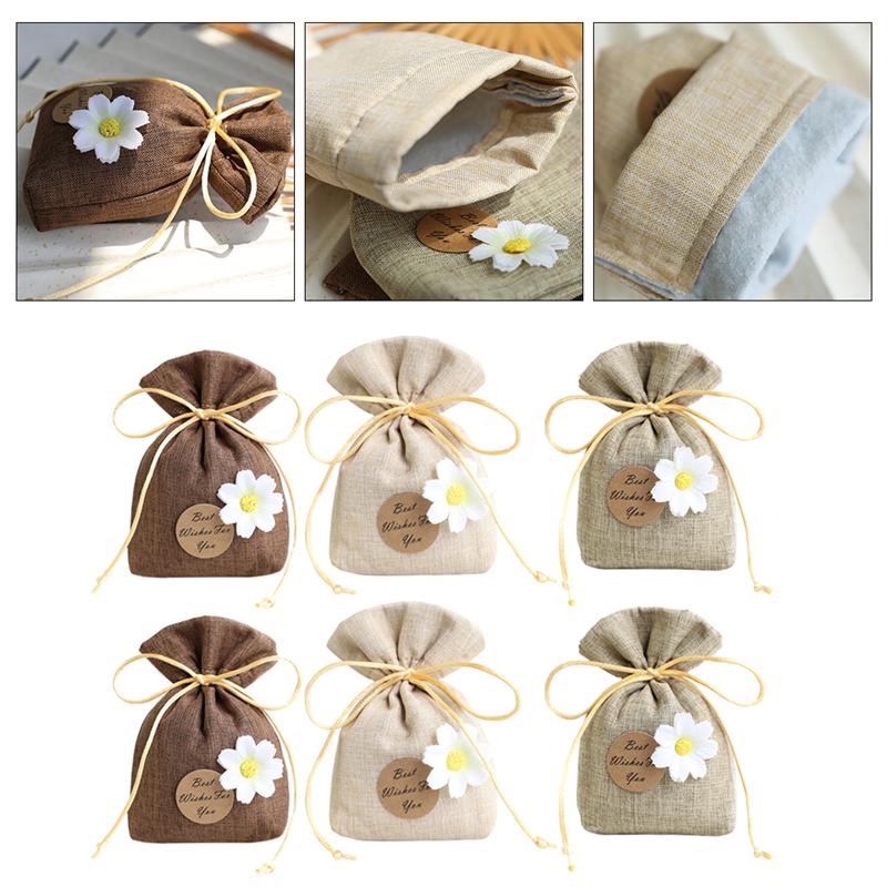 6 Pcs Empty Lavender Sachet Bag Fragrance Sachet Wardrobe Hangings Car Lavender Cotton And Linen Sachet Bedroom Storage Bag