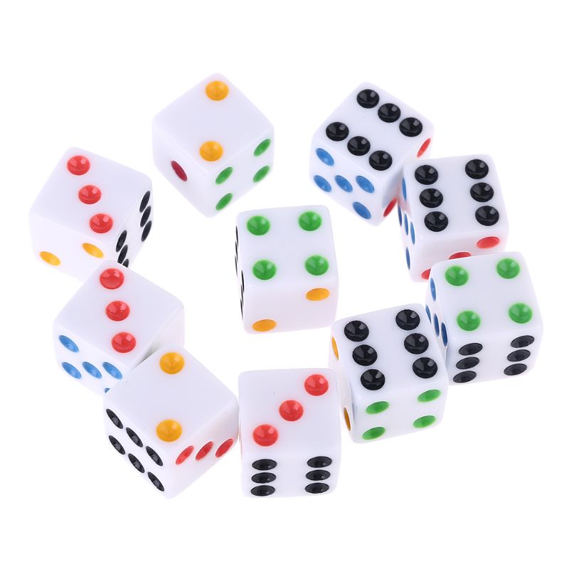 10 Stks/set D6 Zes Zijdig Spot Dobbelstenen Vierkante Opaque Dices Rol Playing Game Voor Party