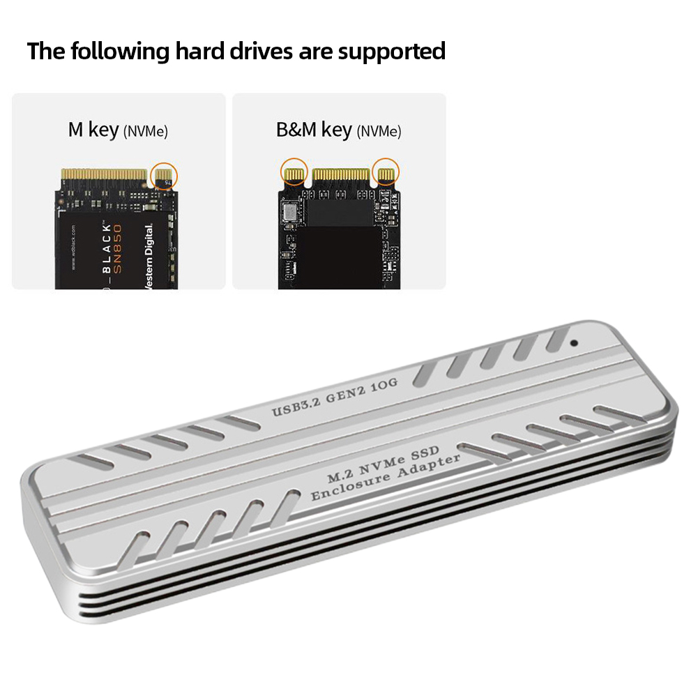 RGEEK M.2 NVMe SATA to USB Adapter SSD Enclosure Dual Portocol 10Gbps USB 3.1 Gen2 USB C External Case Box Support M and B&M Key