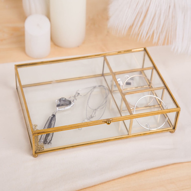 Nordisk stil retro glas smykker opbevaring æske smykker display box desktop opbevaring organisation boligindretning